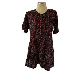 NWT Vtg Y2K 2000s Dark Floral Button Front Romper Sz M Cottagecore Whimsygoth